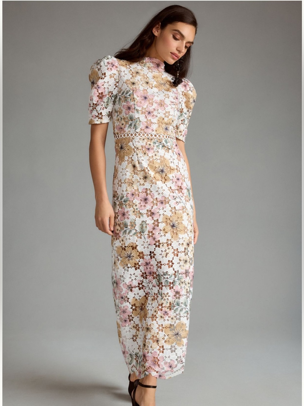 Elliatt Puff Sleeve Mock Neck Dress - Picture 1 of 3
